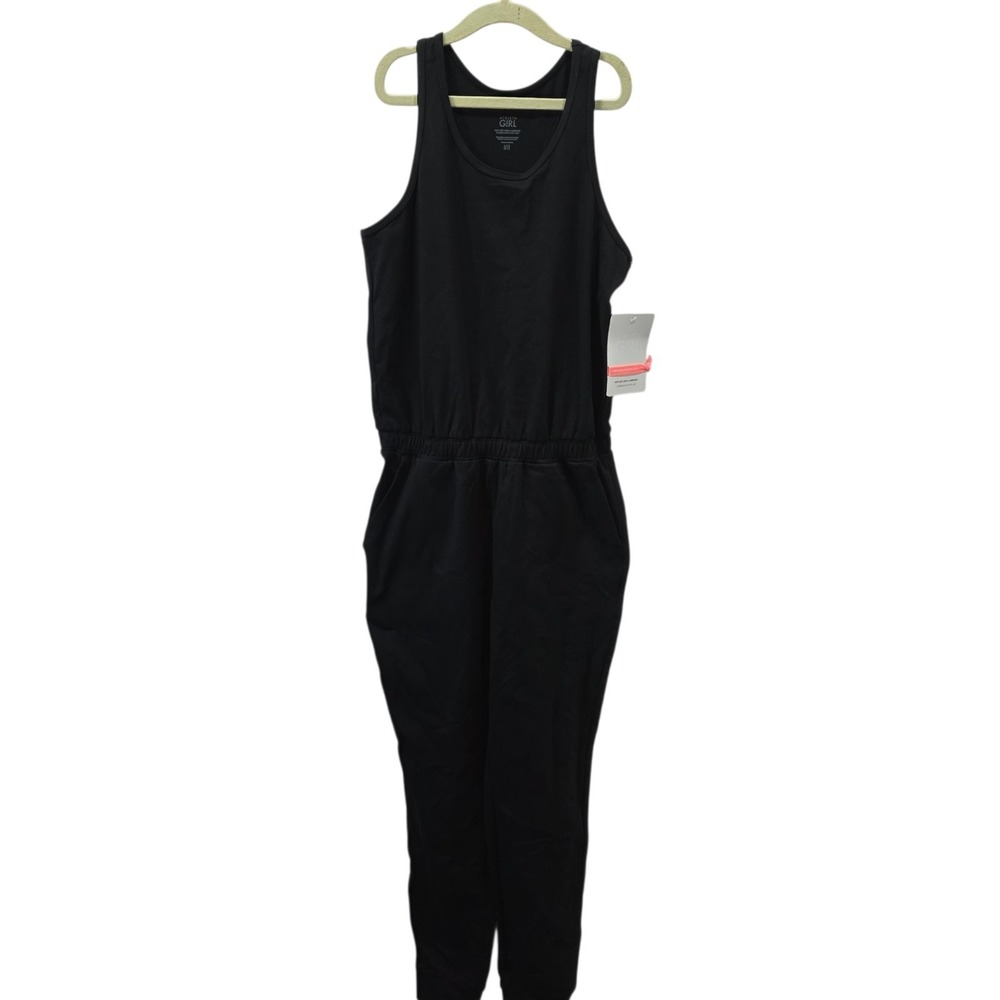 Athleta Girl Hop Skip Jumpsuit‎ Black Sleeveless Activewear Girls Large 12 NWT